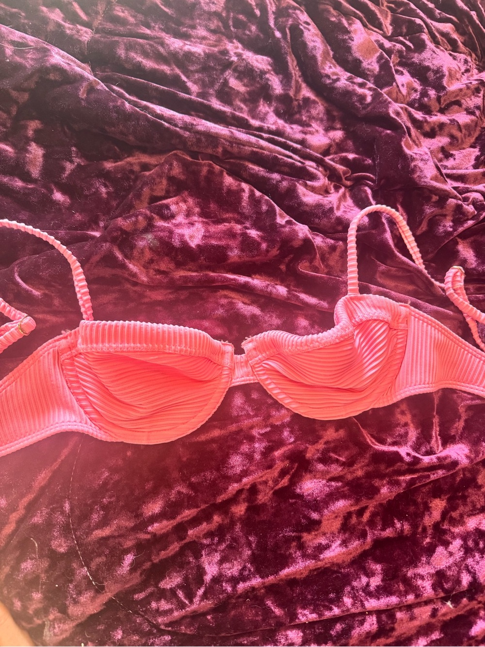 Hollister Pink Ribbed Underwire Bikini Top